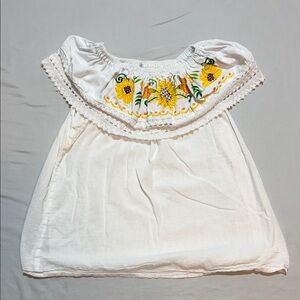 Women’s White Off-Shoulder Top with Sunflower Embroidery